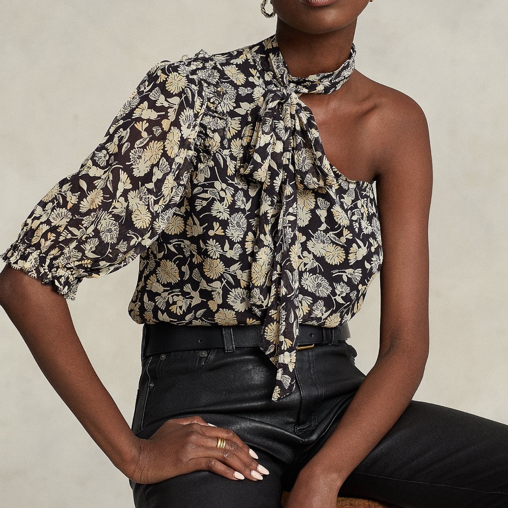 Ralph Lauren floral one shoulder blouse
